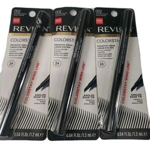 LOT OF 3 Revlon Colorstay Dramatic Wear Liquid Eye Pen-002 Blackest Black